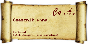 Csesznik Anna névjegykártya